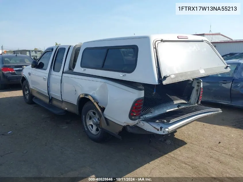 2003 Ford F150 VIN: 1FTRX17W13NA55213 Lot: 40528646