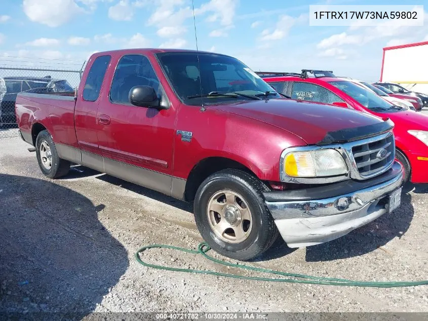 2003 Ford F-150 Lariat/Xl/Xlt VIN: 1FTRX17W73NA59802 Lot: 40721782