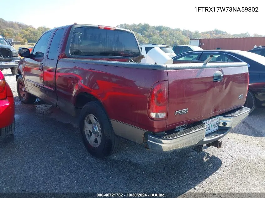 2003 Ford F-150 Lariat/Xl/Xlt VIN: 1FTRX17W73NA59802 Lot: 40721782