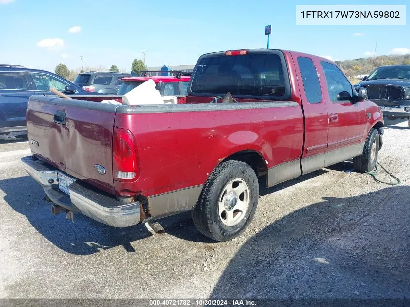 2003 Ford F-150 Lariat/Xl/Xlt VIN: 1FTRX17W73NA59802 Lot: 40721782