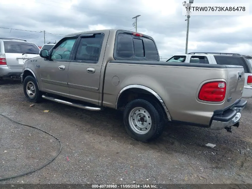 1FTRW07673KA86478 2003 Ford F-150 Lariat/Xlt