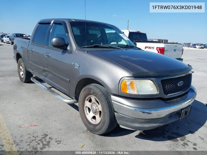 2003 Ford F-150 Lariat/Xlt VIN: 1FTRW076X3KD01948 Lot: 40800628