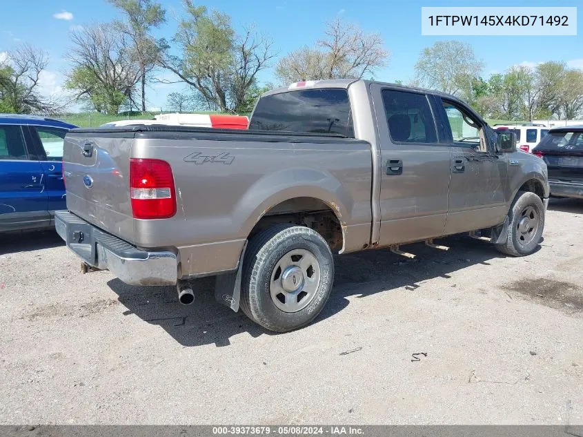 2004 Ford F-150 Fx4/Lariat/Xlt VIN: 1FTPW145X4KD71492 Lot: 39373679