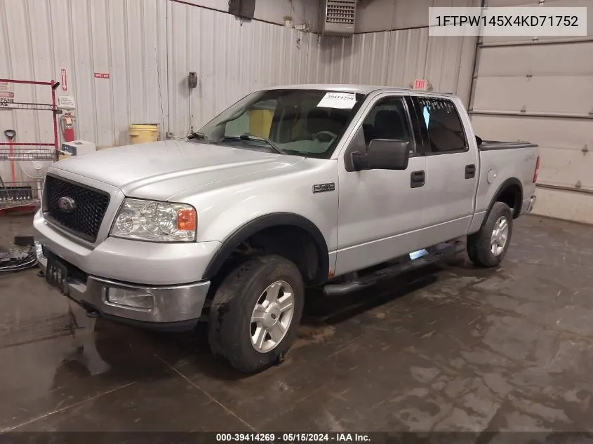 2004 Ford F-150 Fx4/Lariat/Xlt VIN: 1FTPW145X4KD71752 Lot: 39414269