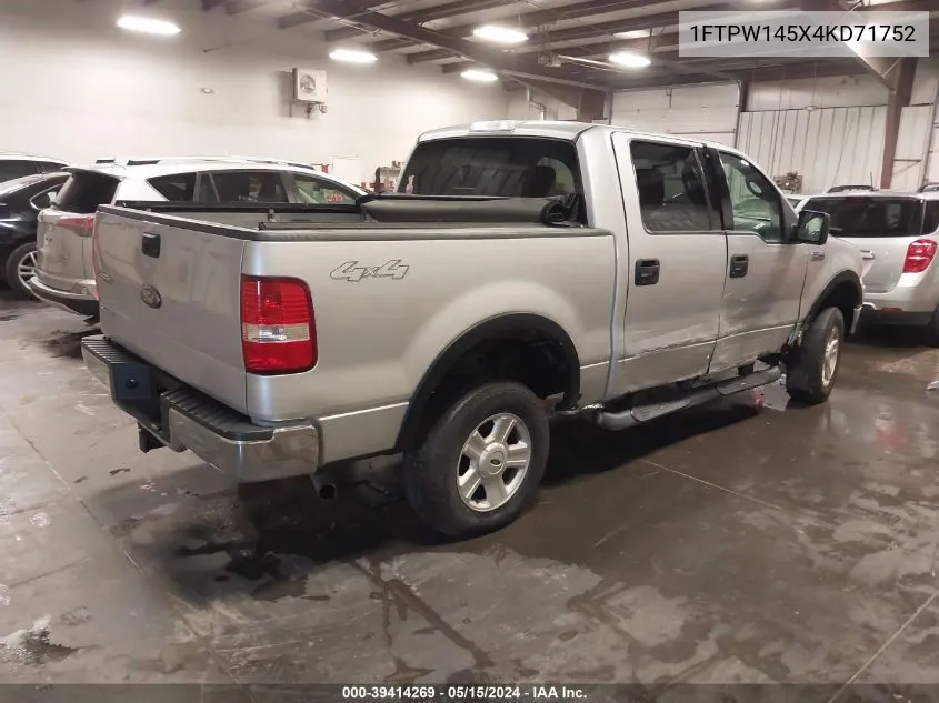 2004 Ford F-150 Fx4/Lariat/Xlt VIN: 1FTPW145X4KD71752 Lot: 39414269