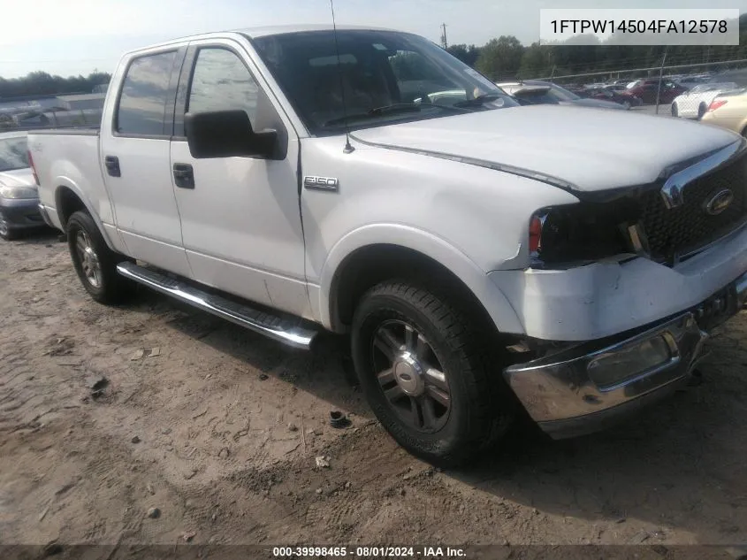 2004 Ford F-150 Fx4/Lariat/Xlt VIN: 1FTPW14504FA12578 Lot: 39998465