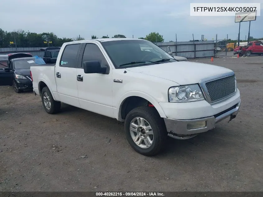 2004 Ford F150 Supercrew VIN: 1FTPW125X4KC05007 Lot: 40262215