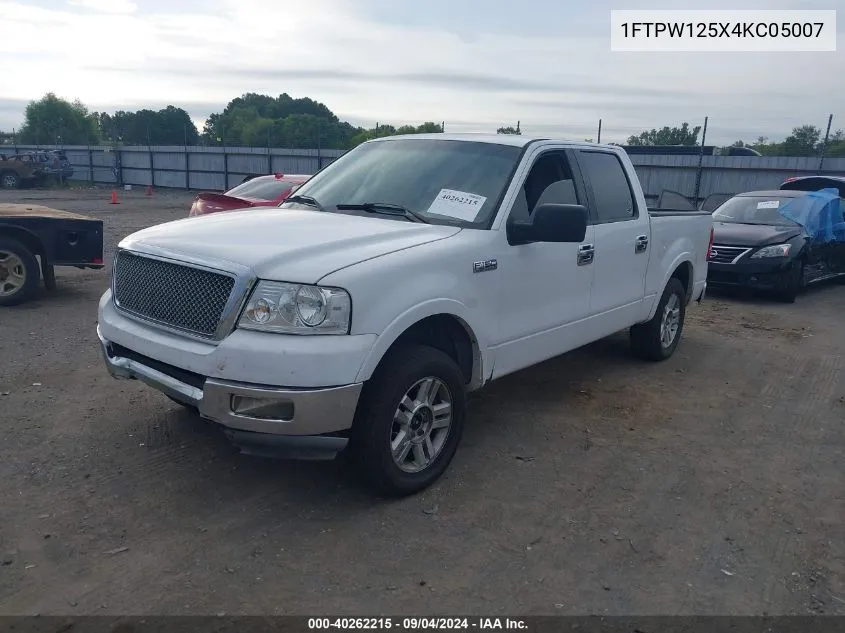 2004 Ford F150 Supercrew VIN: 1FTPW125X4KC05007 Lot: 40262215