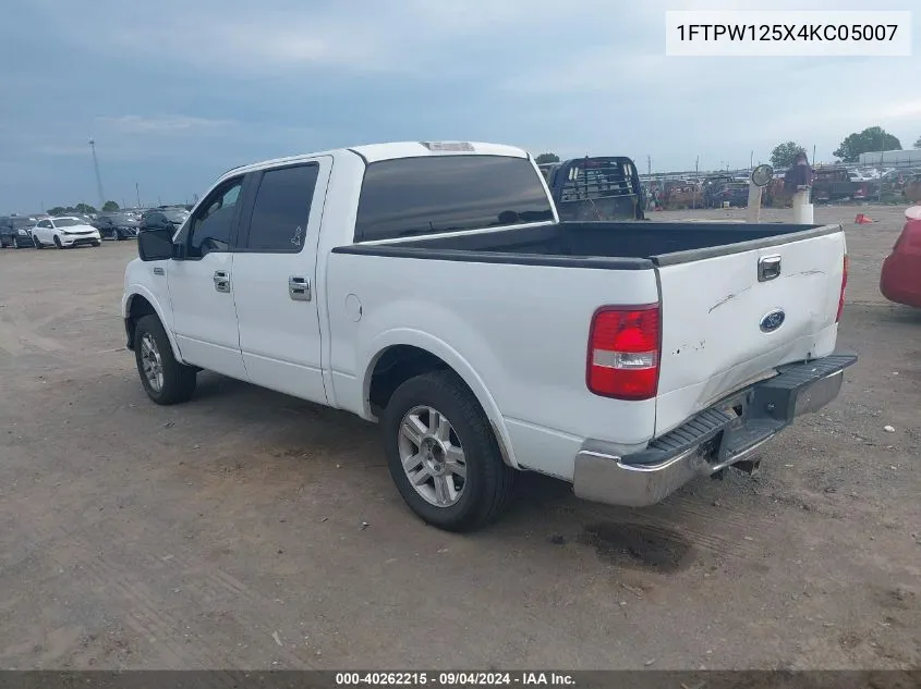 2004 Ford F150 Supercrew VIN: 1FTPW125X4KC05007 Lot: 40262215