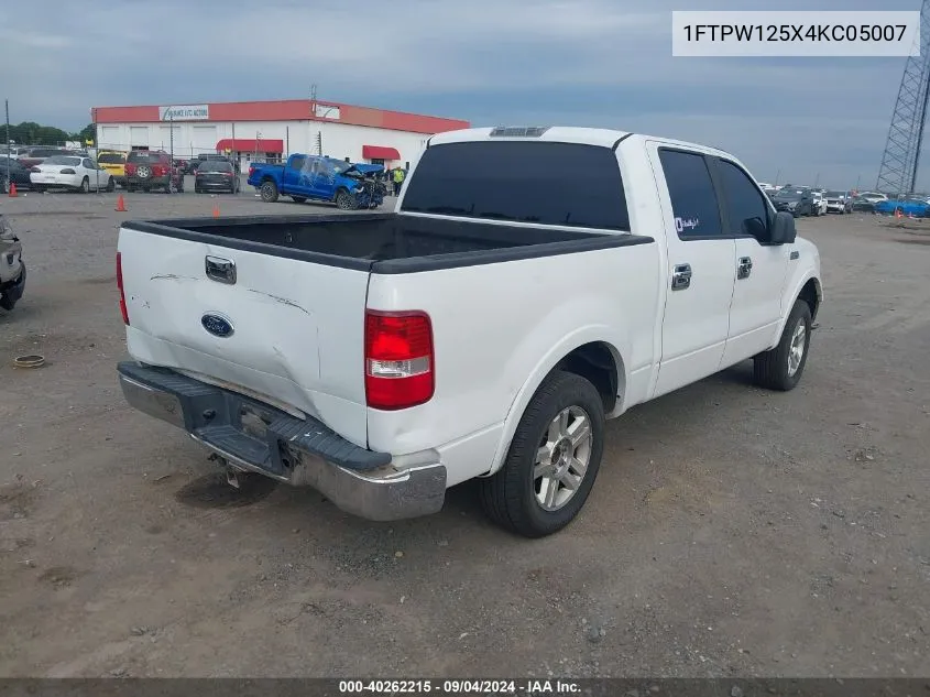 2004 Ford F150 Supercrew VIN: 1FTPW125X4KC05007 Lot: 40262215