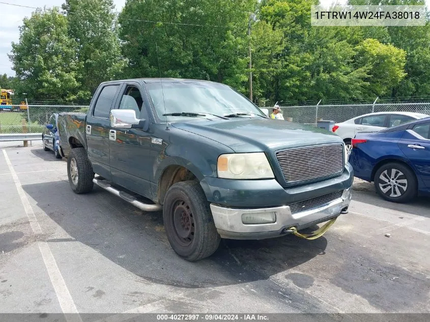 1FTRW14W24FA38018 2004 Ford F-150 Xlt