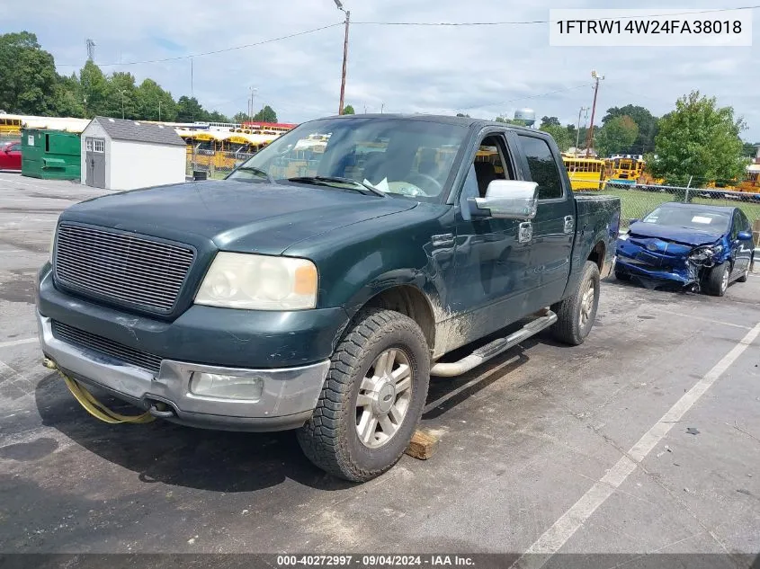 1FTRW14W24FA38018 2004 Ford F-150 Xlt