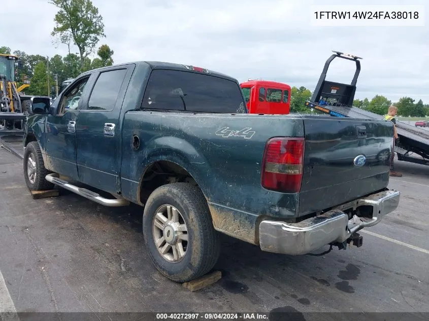 2004 Ford F-150 Xlt VIN: 1FTRW14W24FA38018 Lot: 40272997