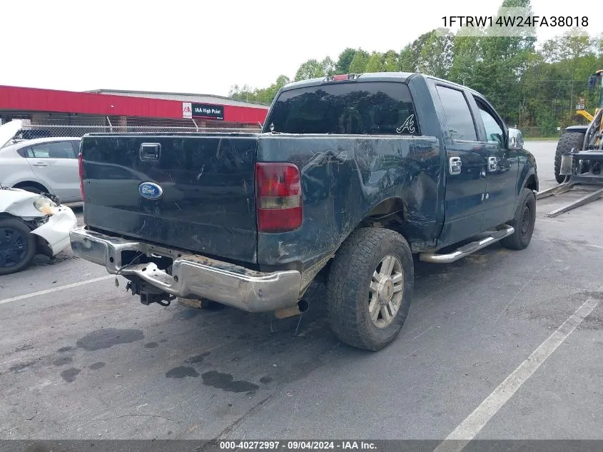 1FTRW14W24FA38018 2004 Ford F-150 Xlt