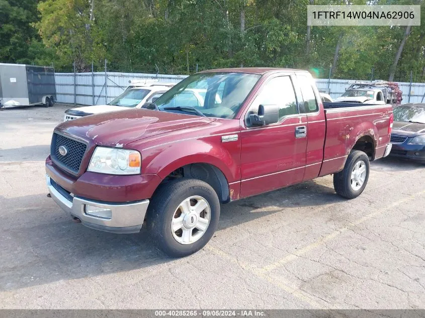 2004 Ford F-150 Stx/Xl/Xlt VIN: 1FTRF14W04NA62906 Lot: 40285265