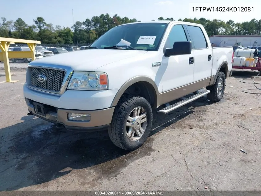 2004 Ford F-150 Fx4/Lariat/Xlt VIN: 1FTPW14524KD12081 Lot: 40286611