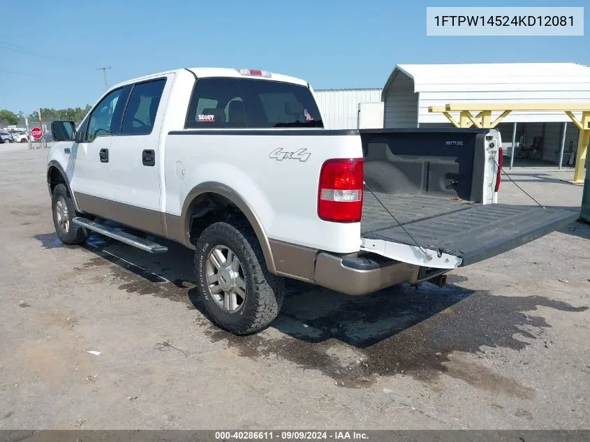 2004 Ford F-150 Fx4/Lariat/Xlt VIN: 1FTPW14524KD12081 Lot: 40286611