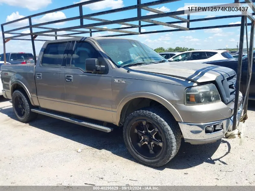 2004 Ford F-150 Lariat/Xlt VIN: 1FTPW12574KB03437 Lot: 40295829