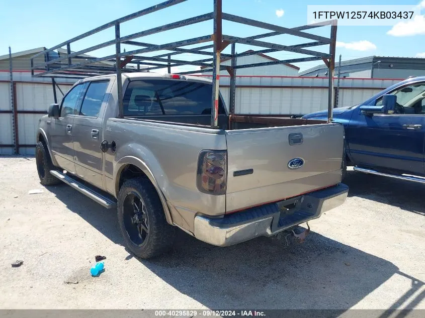 2004 Ford F-150 Lariat/Xlt VIN: 1FTPW12574KB03437 Lot: 40295829