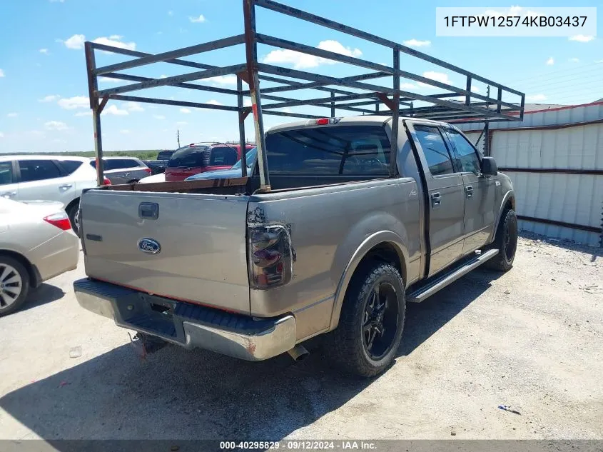 2004 Ford F-150 Lariat/Xlt VIN: 1FTPW12574KB03437 Lot: 40295829