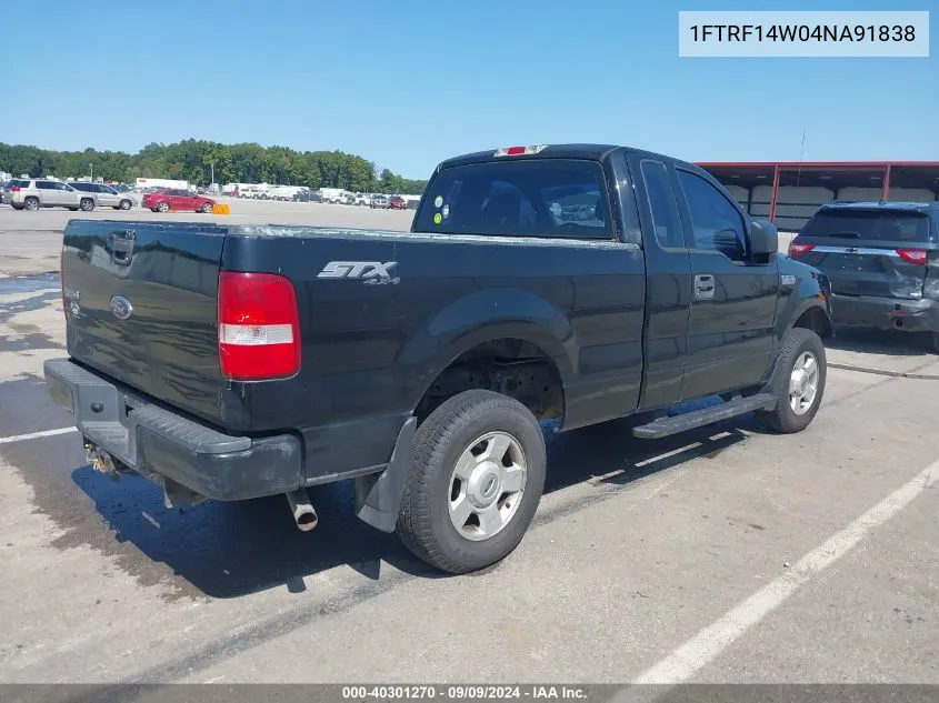 2004 Ford F-150 Stx/Xl/Xlt VIN: 1FTRF14W04NA91838 Lot: 40301270