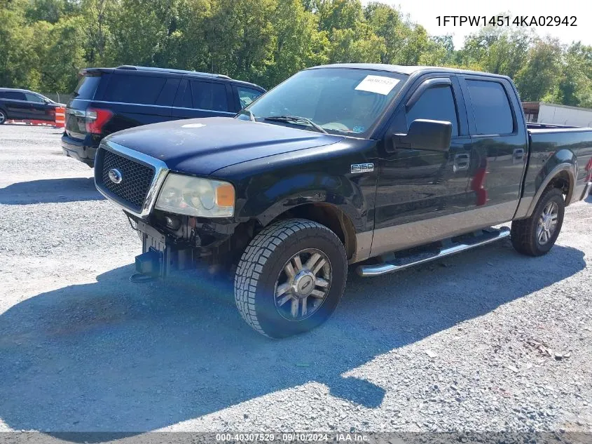 2004 Ford F-150 Fx4/Lariat/Xlt VIN: 1FTPW14514KA02942 Lot: 40307529