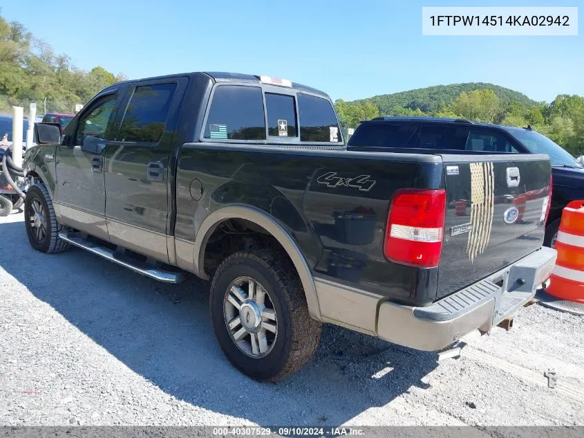 2004 Ford F-150 Fx4/Lariat/Xlt VIN: 1FTPW14514KA02942 Lot: 40307529