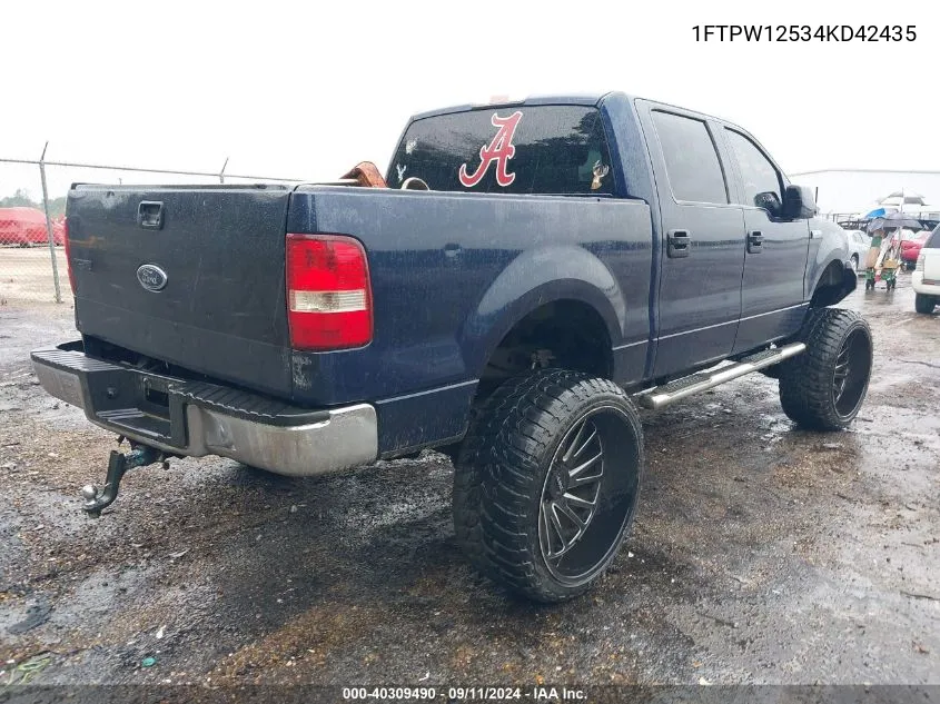 2004 Ford F-150 Lariat/Xlt VIN: 1FTPW12534KD42435 Lot: 40309490