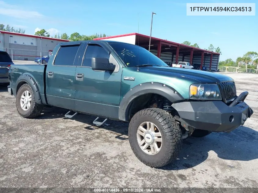 2004 Ford F-150 Fx4/Lariat/Xlt VIN: 1FTPW14594KC34513 Lot: 40314436