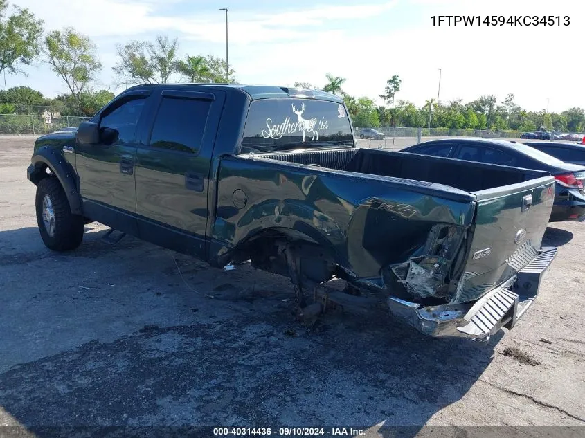 2004 Ford F-150 Fx4/Lariat/Xlt VIN: 1FTPW14594KC34513 Lot: 40314436