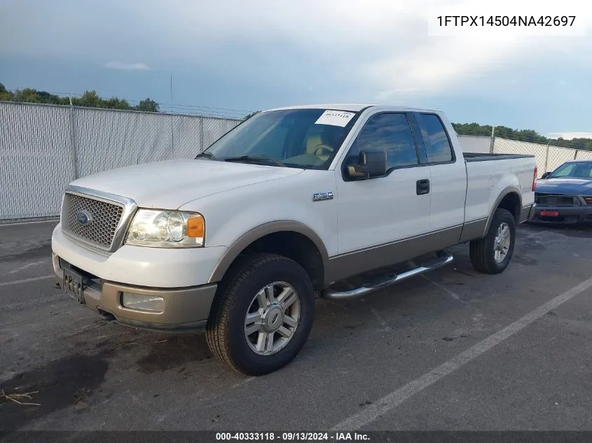 2004 Ford F150 VIN: 1FTPX14504NA42697 Lot: 40333118