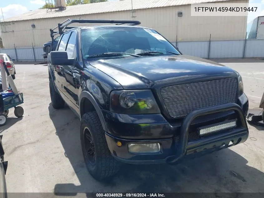 2004 Ford F150 Supercrew VIN: 1FTPW14594KD19447 Lot: 40348929