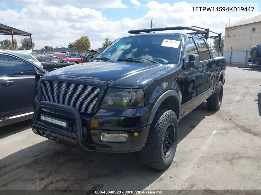 2004 Ford F150 Supercrew VIN: 1FTPW14594KD19447 Lot: 40348929