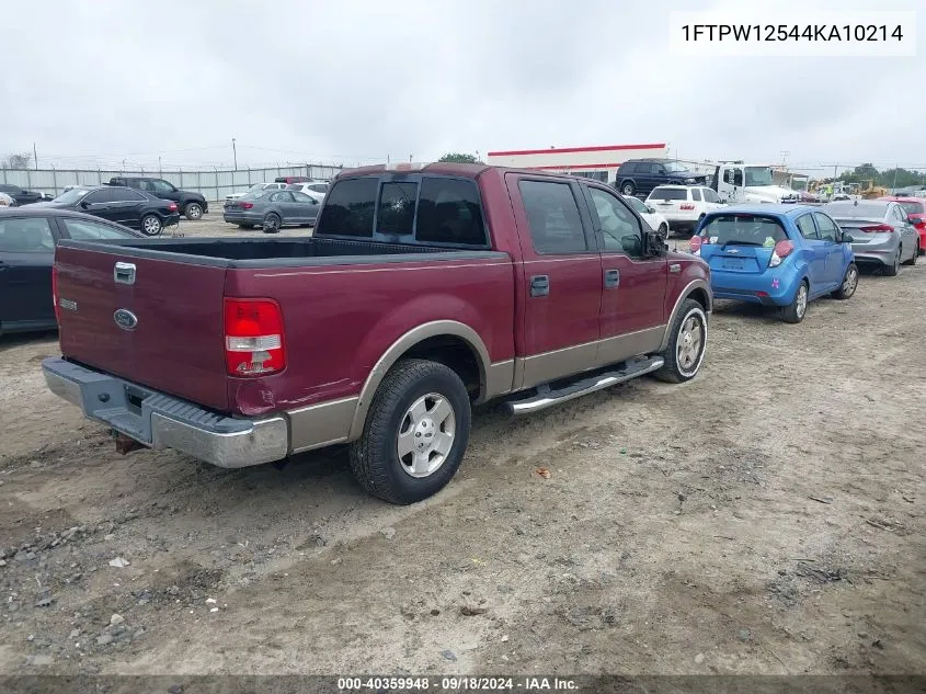 2004 Ford F-150 Lariat/Xlt VIN: 1FTPW12544KA10214 Lot: 40359948