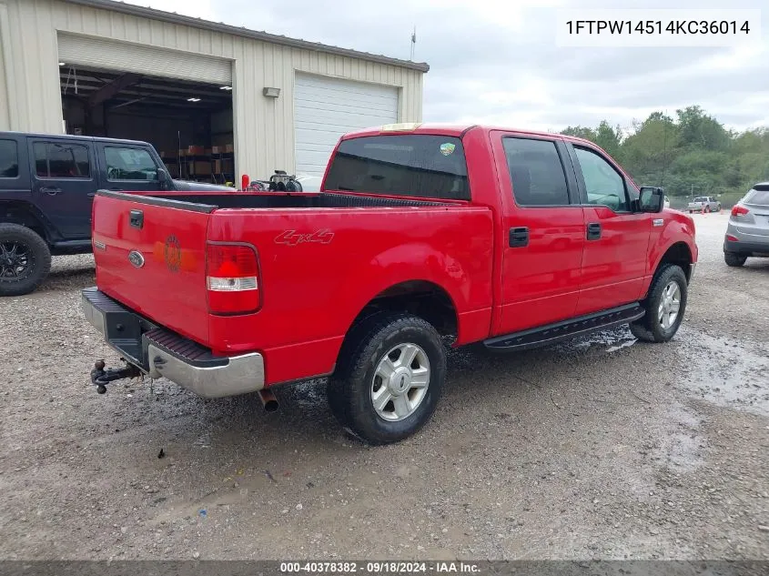 2004 Ford F-150 Fx4/Lariat/Xlt VIN: 1FTPW14514KC36014 Lot: 40378382