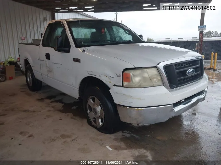 2004 Ford F-150 Stx/Xl/Xlt VIN: 1FTRF12W04NC14802 Lot: 40726044