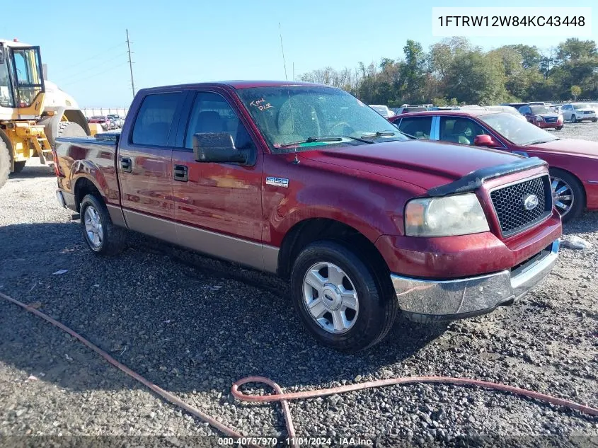 2004 Ford F-150 Xlt VIN: 1FTRW12W84KC43448 Lot: 40757970