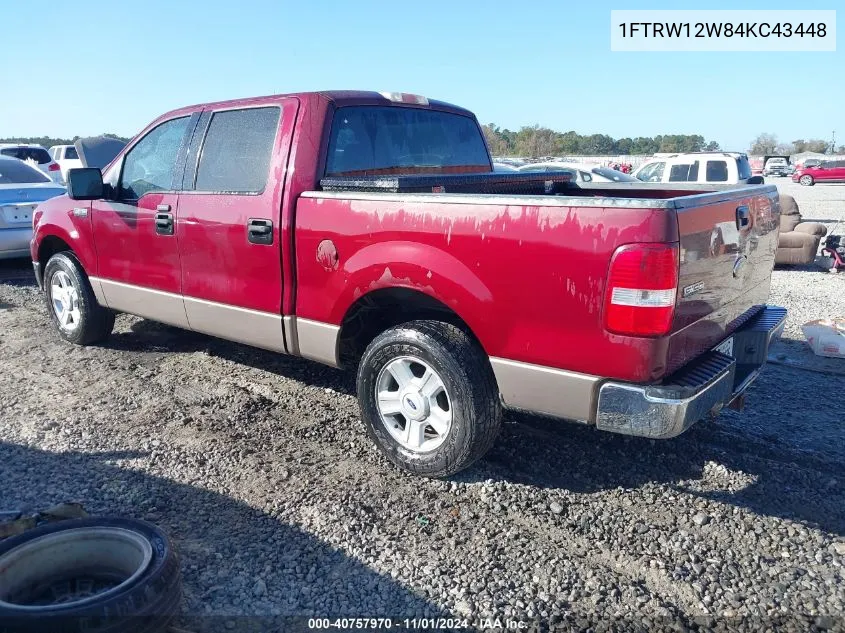 2004 Ford F-150 Xlt VIN: 1FTRW12W84KC43448 Lot: 40757970