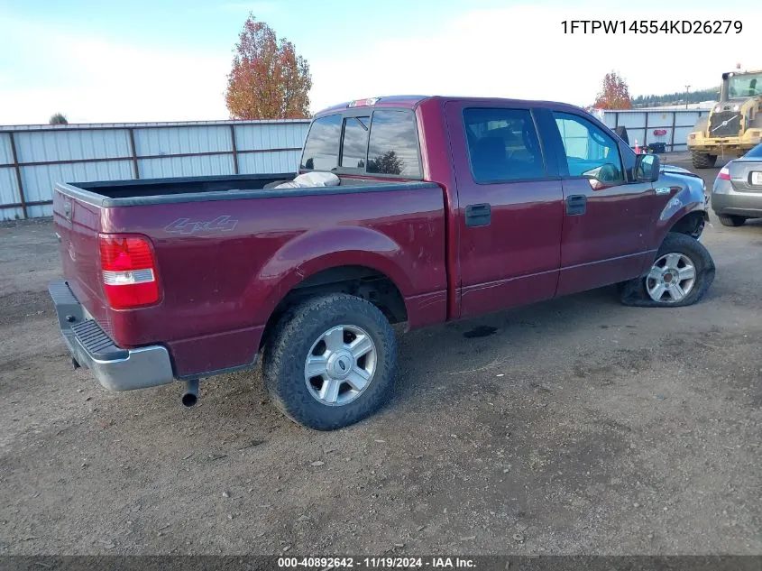 2004 Ford F-150 Fx4/Lariat/Xlt VIN: 1FTPW14554KD26279 Lot: 40892642