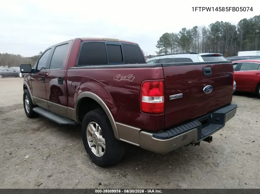 2005 Ford F-150 Fx4/Lariat/Xlt VIN: 1FTPW14585FB05074 Lot: 39309974