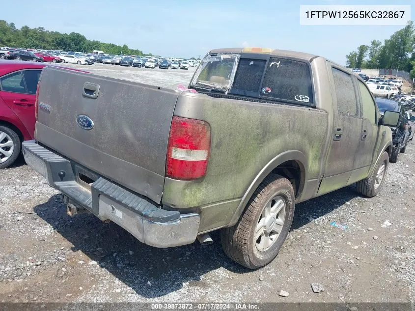 2005 Ford F-150 Lariat/Xlt VIN: 1FTPW12565KC32867 Lot: 40537392