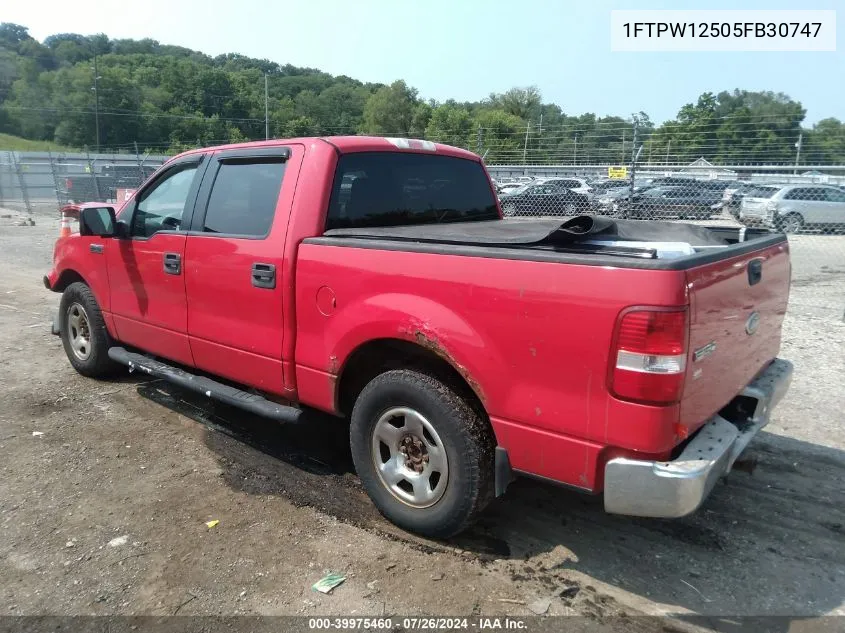 2005 Ford F-150 Lariat/Xlt VIN: 1FTPW12505FB30747 Lot: 39975460