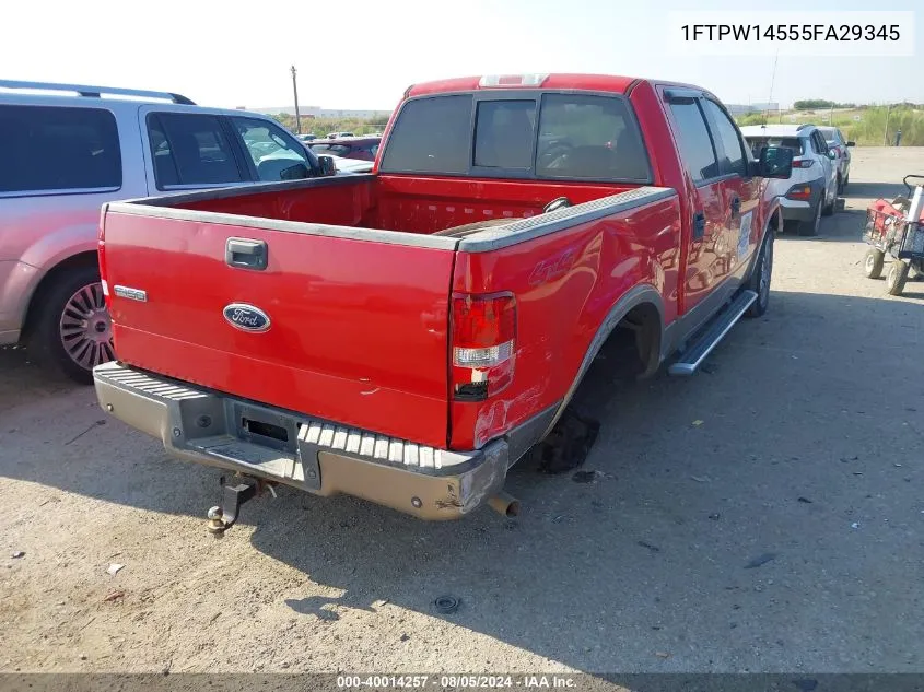 2005 Ford F-150 Fx4/Lariat/Xlt VIN: 1FTPW14555FA29345 Lot: 40014257