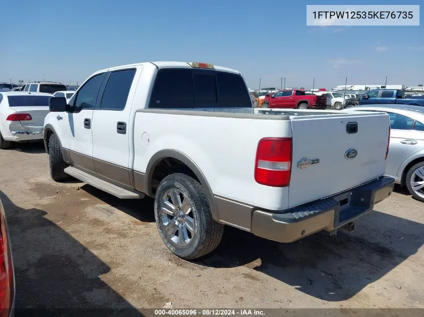 2005 Ford F-150 Lariat/Xlt VIN: 1FTPW12535KE76735 Lot: 40065096