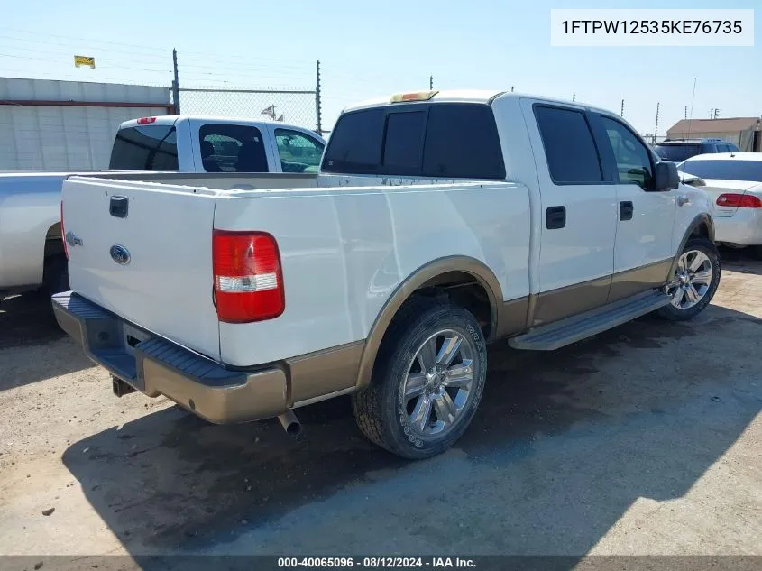 2005 Ford F-150 Lariat/Xlt VIN: 1FTPW12535KE76735 Lot: 40065096