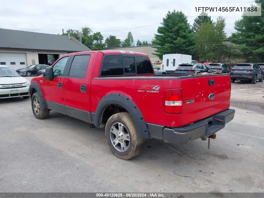 2005 Ford F-150 Fx4/Lariat/Xlt VIN: 1FTPW14565FA11484 Lot: 40120625