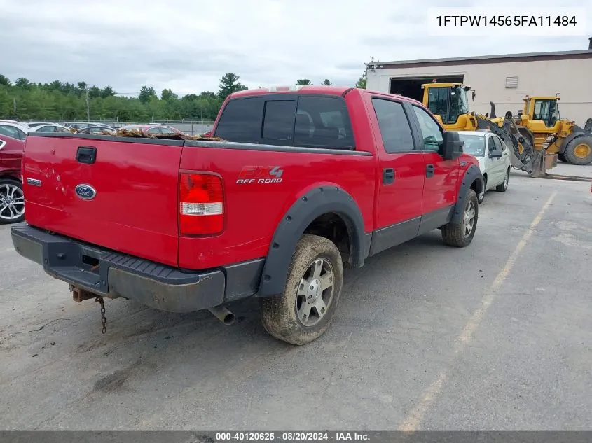 2005 Ford F-150 Fx4/Lariat/Xlt VIN: 1FTPW14565FA11484 Lot: 40120625