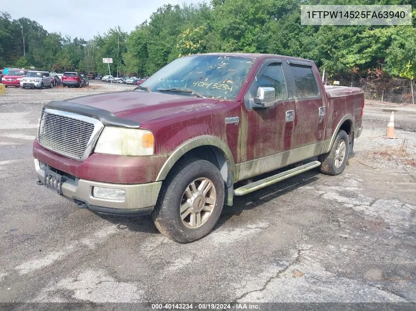 2005 Ford F-150 Fx4/Lariat/Xlt VIN: 1FTPW14525FA63940 Lot: 40143234