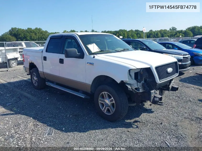 2005 Ford F-150 Fx4/Lariat/Xlt VIN: 1FTPW14545FB74778 Lot: 40256660