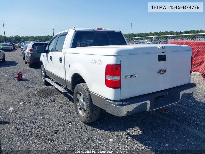 2005 Ford F-150 Fx4/Lariat/Xlt VIN: 1FTPW14545FB74778 Lot: 40256660